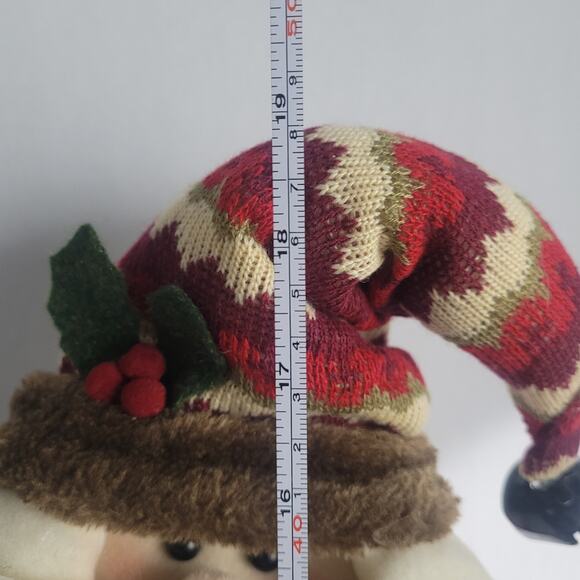 Extendable-Leg Santa Figure Rustic Fabric Welcome Hat Plaid ~18–28" Xmas Decor - Picture 10 of 13